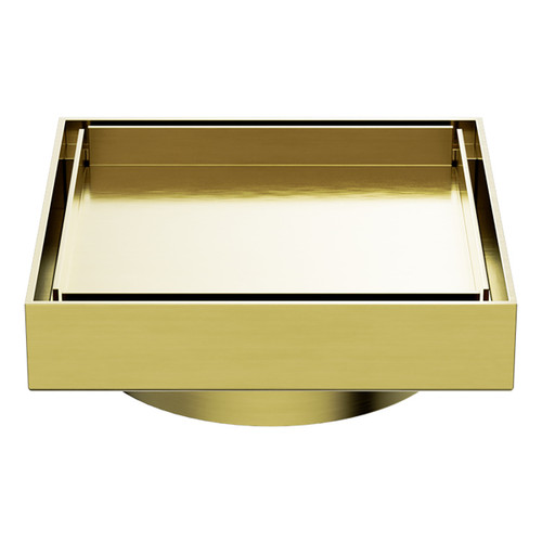 130mm Square Tile Insert Floor Waste 100mm Outlet Brushed Gold [297126]