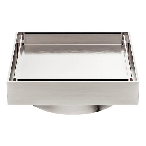 130mm Square Tile Insert Floor Waste 100mm Outlet Brushed Nickel [297129]