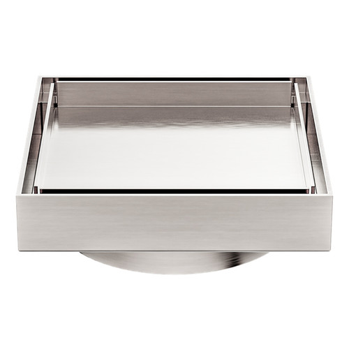 130mm Square Tile Insert Floor Waste 100mm Outlet Brushed Nickel [297129]
