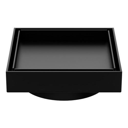130mm Square Tile Insert Floor Waste 100mm Outlet Matte Black [297120]