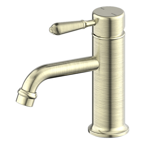 York Straight Basin Mixer with Metal Lever Aged Brass [297184]