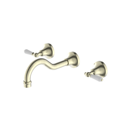 York Wall Basin Set with White Porcelain Lever Aged Brass [297324]
