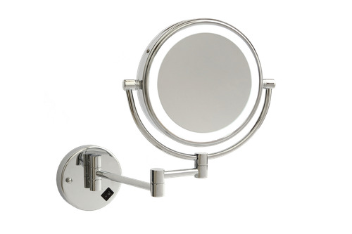 1 & 5x Magnification Chrome Wall Mounted Shaving Mirror, 200mm Diameter with Concealed Wiring [277827]