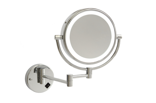 1 & 5x Magnification Chrome Wall Mounted Shaving Mirror, 200mm Diameter with Concealed Wiring [277827]