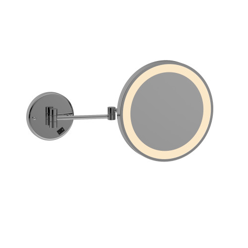 3x Magnification Chrome Wall Mounted Shaving Mirror, 250mm Diameter with Concealed Wiring [277917]