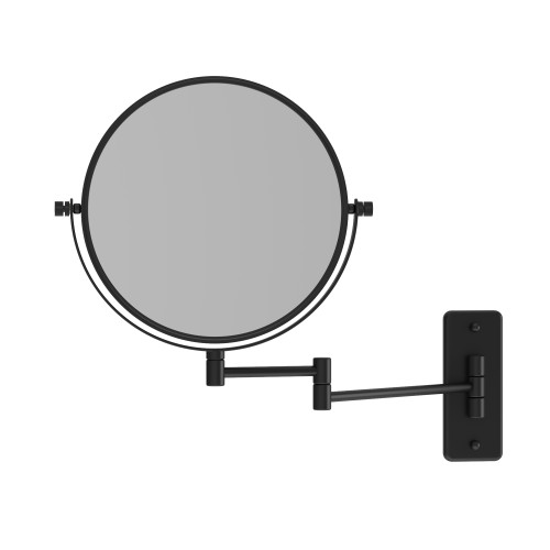 1 & 5x Magnification Matt Black Wall Mounted Shaving Mirror, 200mm Diameter [277955]