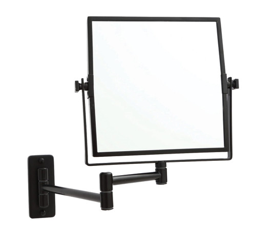 1 & 5x Magnification Matt Black Wall Mounted Shaving Mirror, 200 x 200mm [277854]