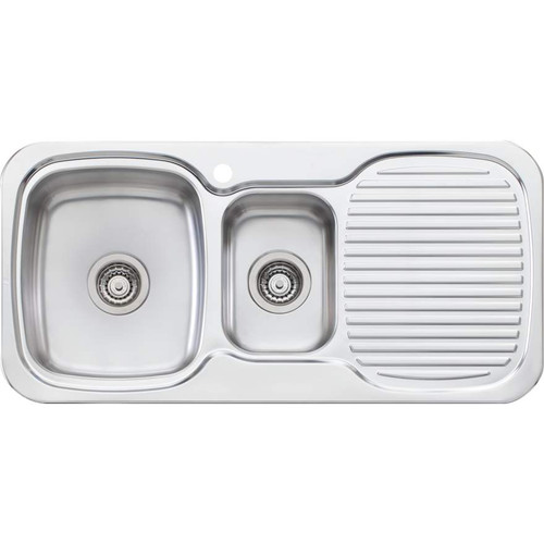 Lakeland 1 & 1/2 Bowl Sink with Drainer Left Bowl 1 Tap Hole [067036]