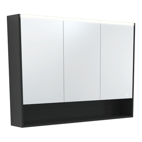 LED Mirror Cabinet 1200 with Display Shelf Satin Black [270135]