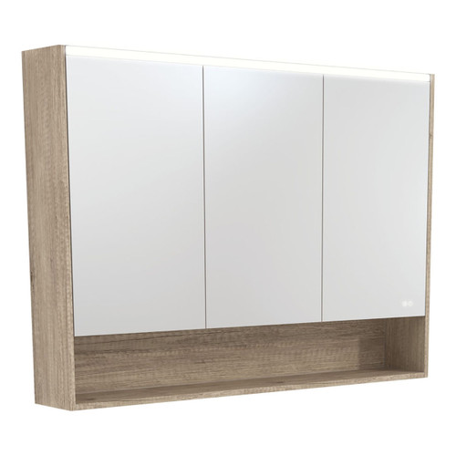 LED Mirror Cabinet 1200 with Display Shelf Scandi Oak [270137]
