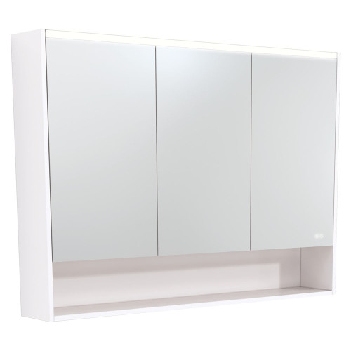 LED Mirror Cabinet 1200 with Display Shelf Gloss White [270138]