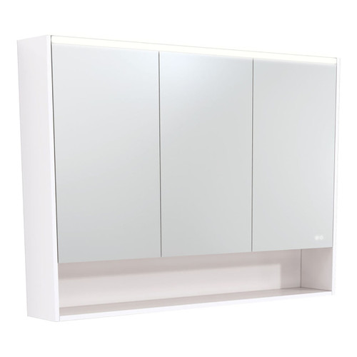 LED Mirror Cabinet 1200 with Display Shelf Gloss White [270138]