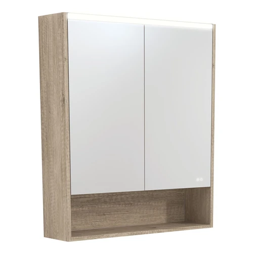 LED Mirror Cabinet 750 with Display Shelf Scandi Oak [270147]