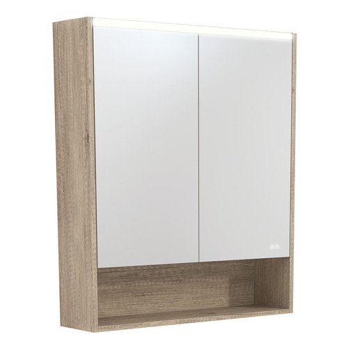 LED Mirror Cabinet 750 with Display Shelf Scandi Oak [270147]