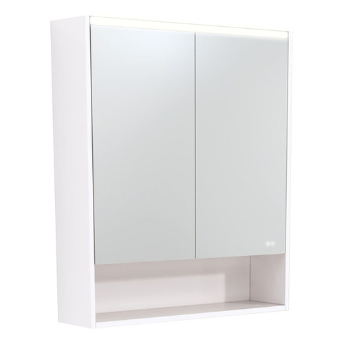 LED Mirror Cabinet 750 with Display Shelf Gloss White [270148]