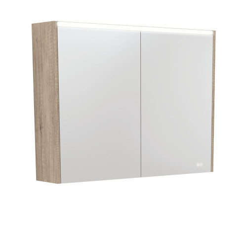 LED Mirror Cabinet 900 with Scandi Oak Side Panels [270154]