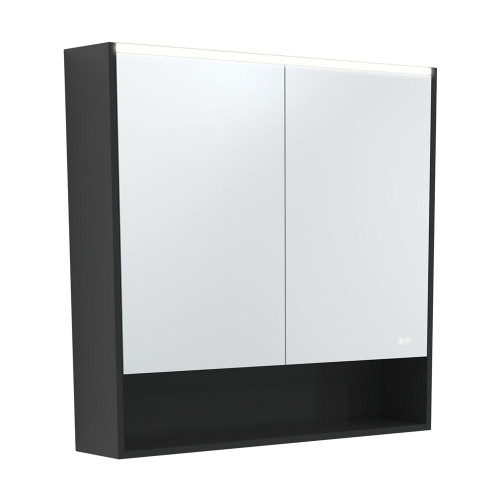 LED Mirror Cabinet 900 with Display Shelf Satin Black [270155]