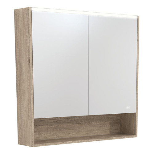 LED Mirror Cabinet 900 with Display Shelf Scandi Oak [270157]