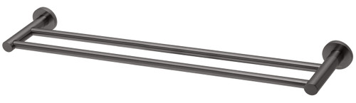 Radii Double Towel Rail 600mm Round Plate Brushed Carbon [299103]