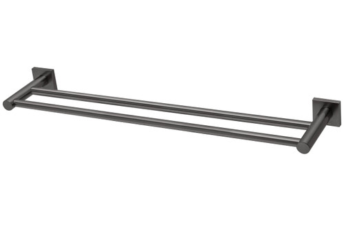 Radii Double Towel Rail 600mm Square Plate Brushed Carbon [299129]