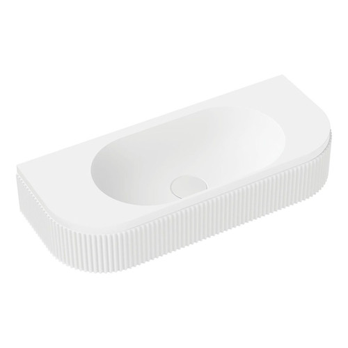Minka Fluted Wall-Hung Solid Surface Basin Matte White 650 x 270 x 120mm 0 Tap Holes [299577]