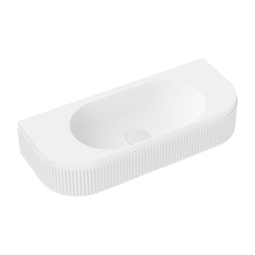 Minka Fluted Wall Hung Solid Surface Basin Matte White NTH 650x270x120mm [299577]