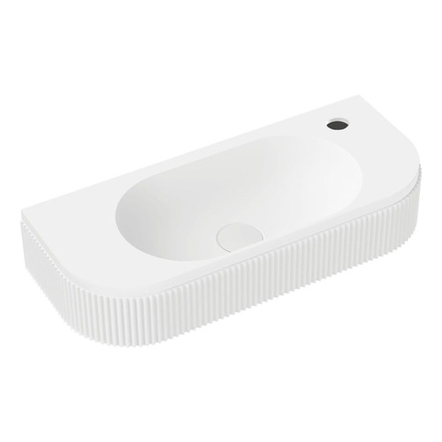 Minka Fluted Wall-Hung Solid Surface Basin Matte White 1 Tap Hole 650x270x120mm [299578]