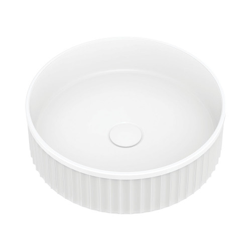 Minka Fluted Round Solid Surface Basin Matte White 400x400x120mm [299598]