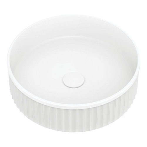 Minka Fluted Round Solid Surface Basin Matte White 400 x 400 x 120mm [299598]