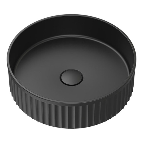 Minka Fluted Round Solid Surface Basin Matte Black 400 x 400 x 120mm [299594]