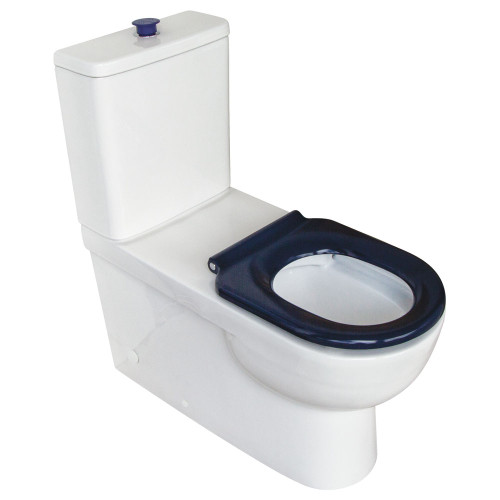 Stella Care Back-to-Wall Toilet Suite, Blue Seat, Bottom Inlet, S Trap [299597]