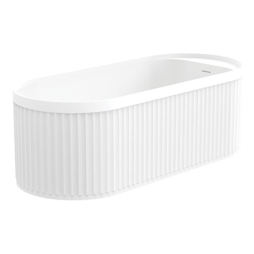 Minka Fluted Freestanding Bath Solid Surface with Overflow Matte White 1700mm [299604]