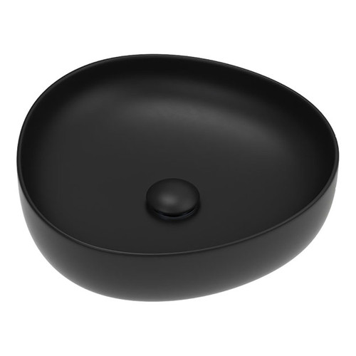 Pebble Small Slim Edge Basin Matte Black Ceramic 400mm Above Counter [299572]