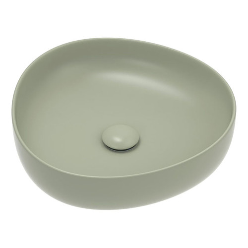 Pebble Small Slim Edge Basin Olive Ceramic 400mm Above Counter [299591]