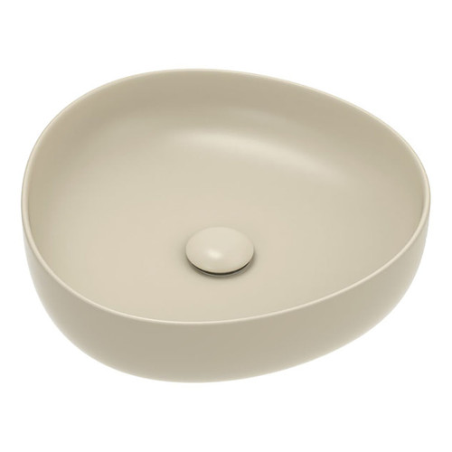 Pebble Small Slim Edge Basin Khaki Ceramic 400mm Above Counter [299589]