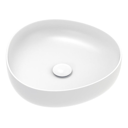 Pebble Small Slim Edge Basin Matte White Ceramic 400mm Above Counter [299585]