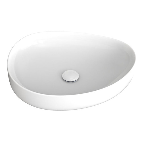 Pebble Medium Slim Edge Basin Gloss White Ceramic 500mm Above Counter [299605]