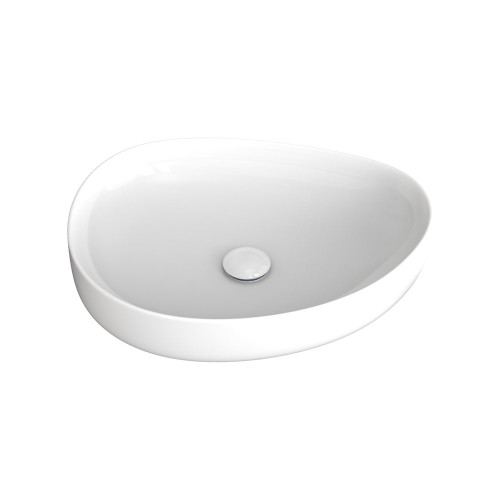 Pebble Medium Slim Edge Basin Gloss White Ceramic 500mm Above Counter [299605]