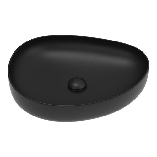 Pebble Medium Slim Edge Basin Matte Black Ceramic 500mm Above Counter [299607]