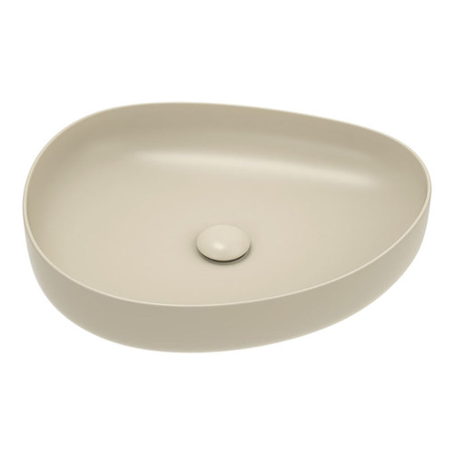 Pebble Medium Slim Edge Basin Khaki Ceramic 500mm Above Counter [299606]