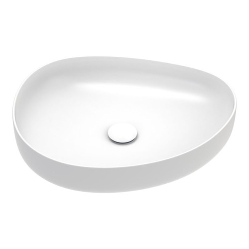 Pebble Medium Slim Edge Basin Matte White Ceramic 500mm Above Counter [299601]