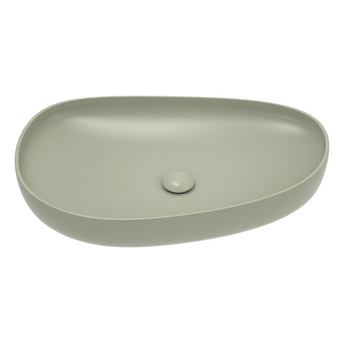 Pebble Large Slim Edge Basin Olive Ceramic 650mm Above Counter [299586]