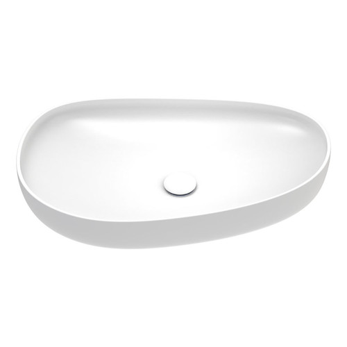 Pebble Large Slim Edge Basin Matte White Ceramic 650mm Above Counter [299595]