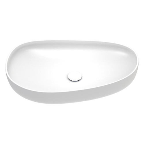 Pebble Large Slim Edge Basin Matte White Ceramic 650mm Above Counter [299595]