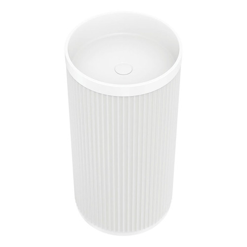 Minka Fluted Freestanding Solid Surface Basin 450 x 450 x 900mm Matte White [299610]