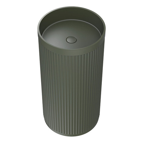 Minka Fluted Freestanding Solid Surface Basin 450 x 450 x 900mm Forest [299608]