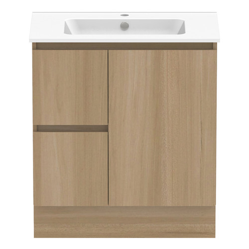 Ascot Floor or Wall Mount Vanity 760mm 2 Drawer LH 1 Door Plantation Ash [299663]