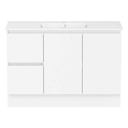 Ascot Floor or Wall Mount Vanity 1210mm 2 Drawer LH 2 Door Polar White Gloss [299648]
