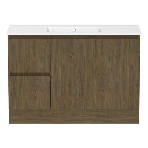 Ascot Floor or Wall Mount Vanity 1210mm 2 Drawer LH 2 Door Natural Walnut [299670]