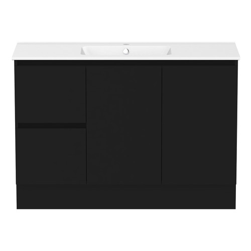 Ascot Floor or Wall Mount Vanity 1210mm 2 Drawer LH 2 Door Black [299679]